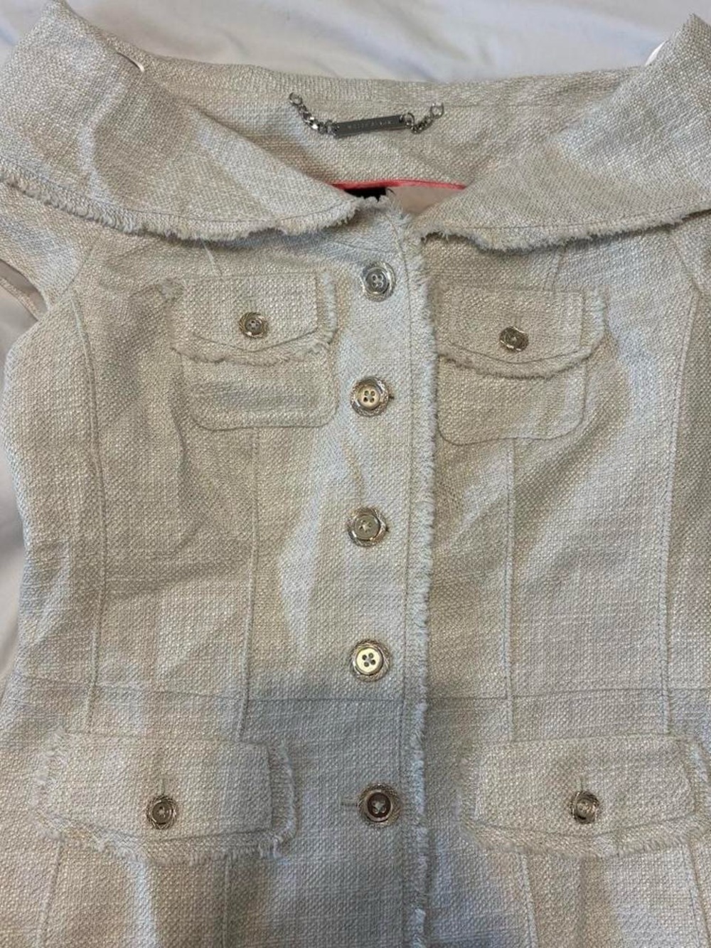Off-Shoulder Cream Button-Front Textured Top - Picture 6 of 6
